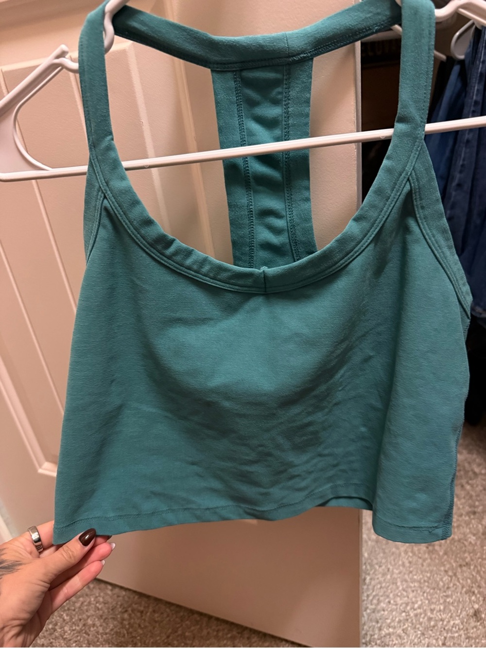 Beyond Yoga Teal Racerback Cropped Tank